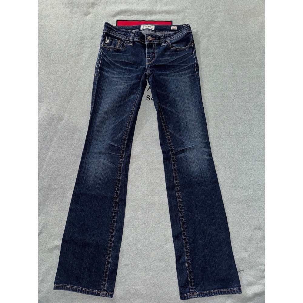 MEK Denim Jean Pant Women's Moscow Slim Boot Distressed Blue Dark Wash Size 27